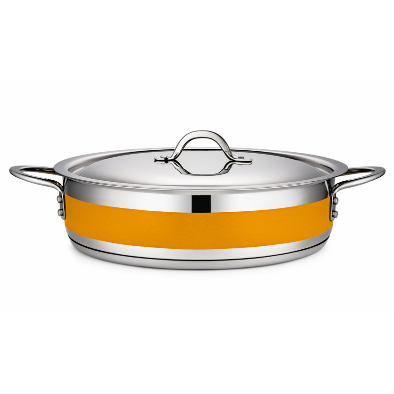 Casserole en acier inoxydable avec couvercle Bon Chef, 6 pte, Orange