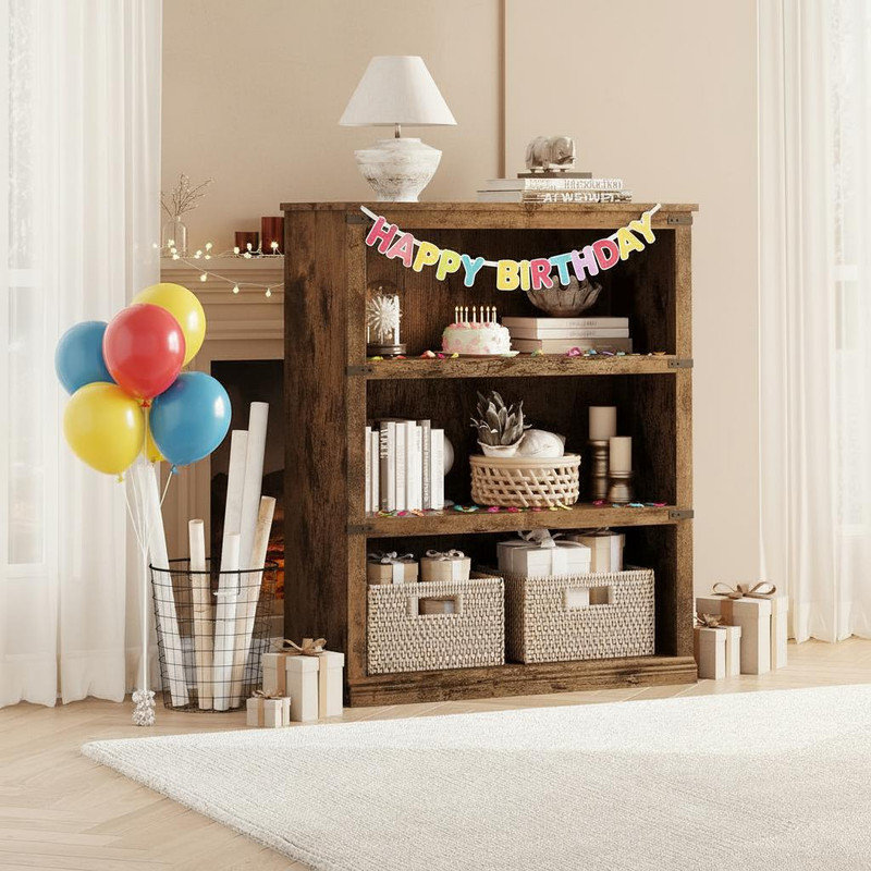 79.76 cm W Solid Wood Bookcase, (3 Shelves) 101.6 cm H x 79.8 cm W x 31 cm D, Light Brown