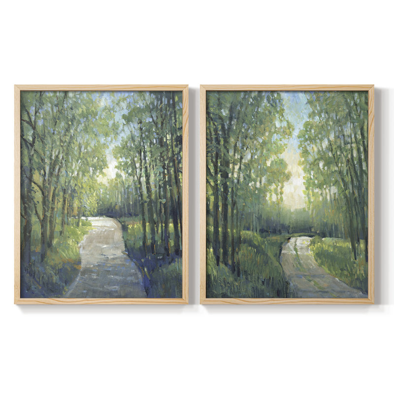 Impression encadrée Golden Light Pathway I-Premium - prête à être accrochée - aucun clou requis - aucun clou requis