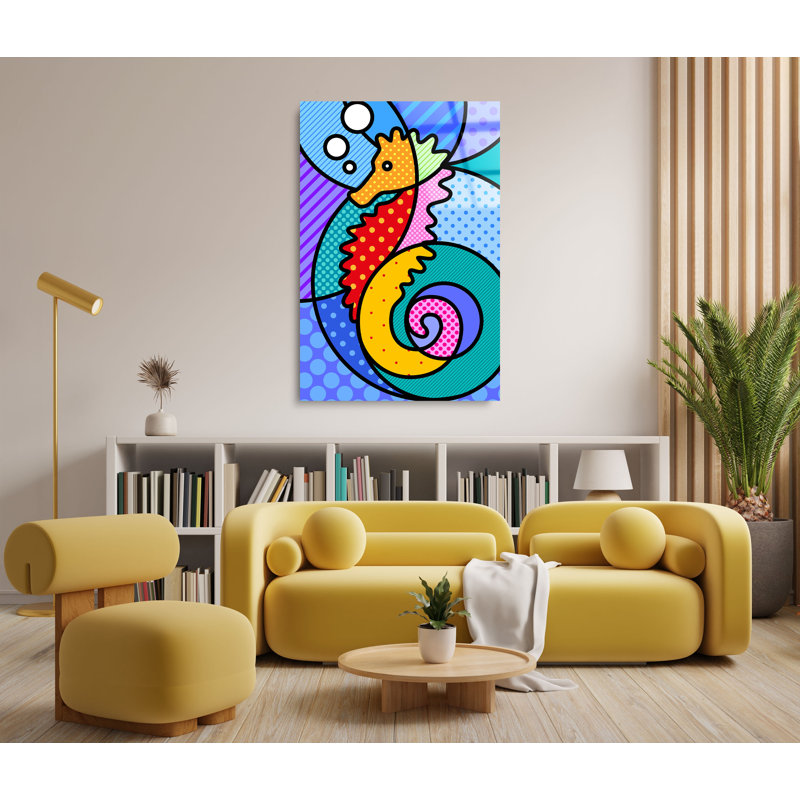 Pop Art, impression d'hippocampe sur plastique / acrylique, H 45 po x l 30 po x P 1 po