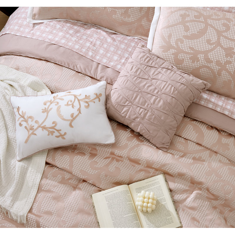 Taupe Paisley Jacquard California King Comforter Set, 14 Piece