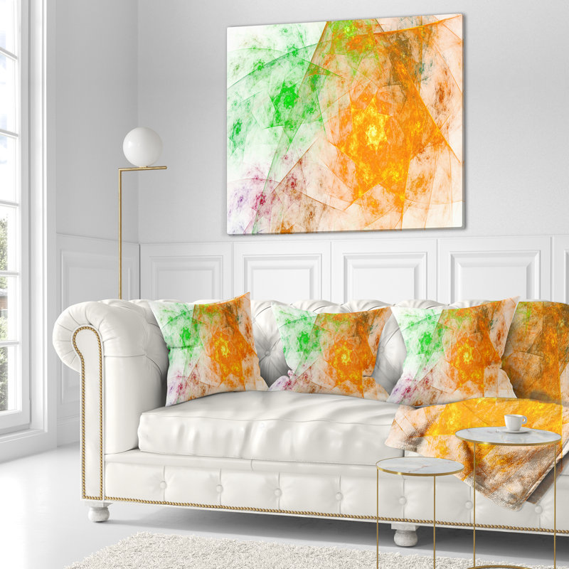 Polyèdre rotatif - coussin abstrait imprimé, 18 po x 18 po, Jaune, Coussin décoratif