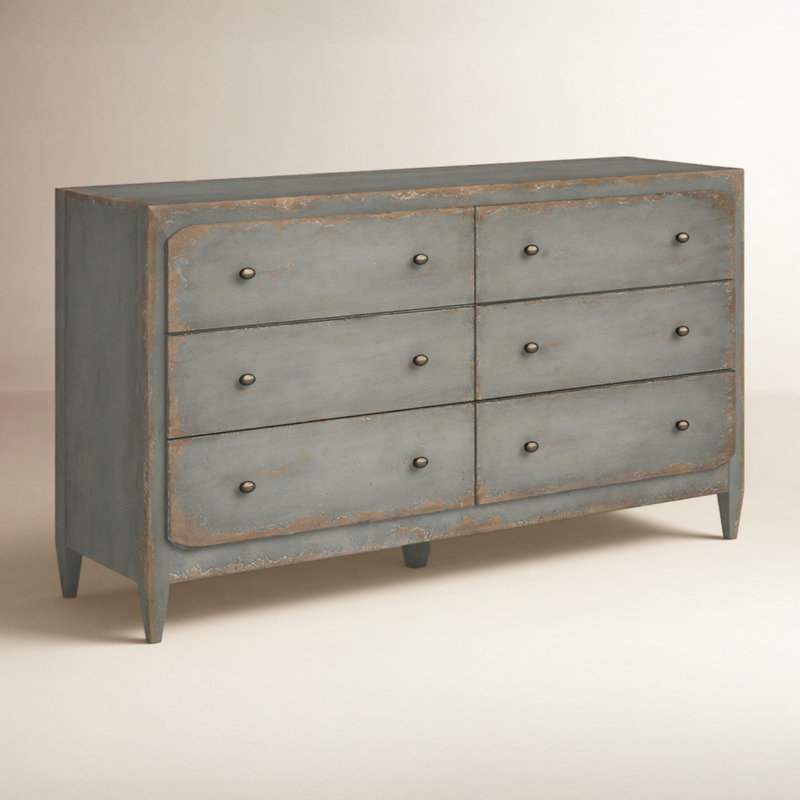 Ciao Bella Six-Drawer Dresser- Speckled Gray, Speckled Gray
