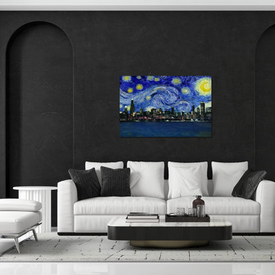 Chicago, Illinois, nuit étoilée, impression sur verre acrylique