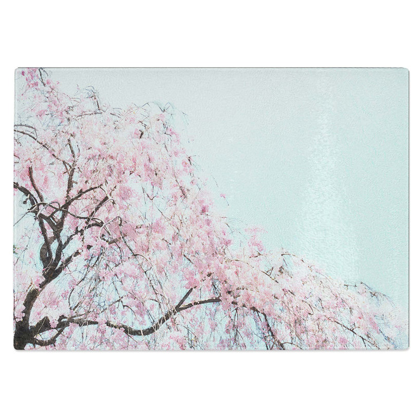 Tempered Glass Cherry Blossom Tree Chopping Board, 39 cm W x 28.5 cm L