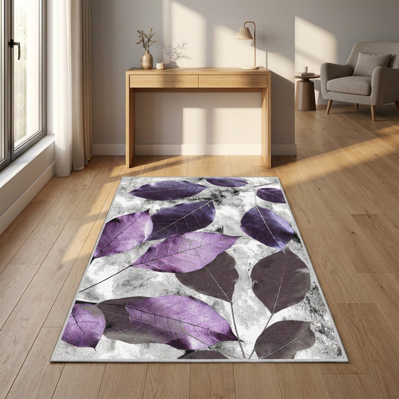 Tapis botanique mauve / gris Sylvana