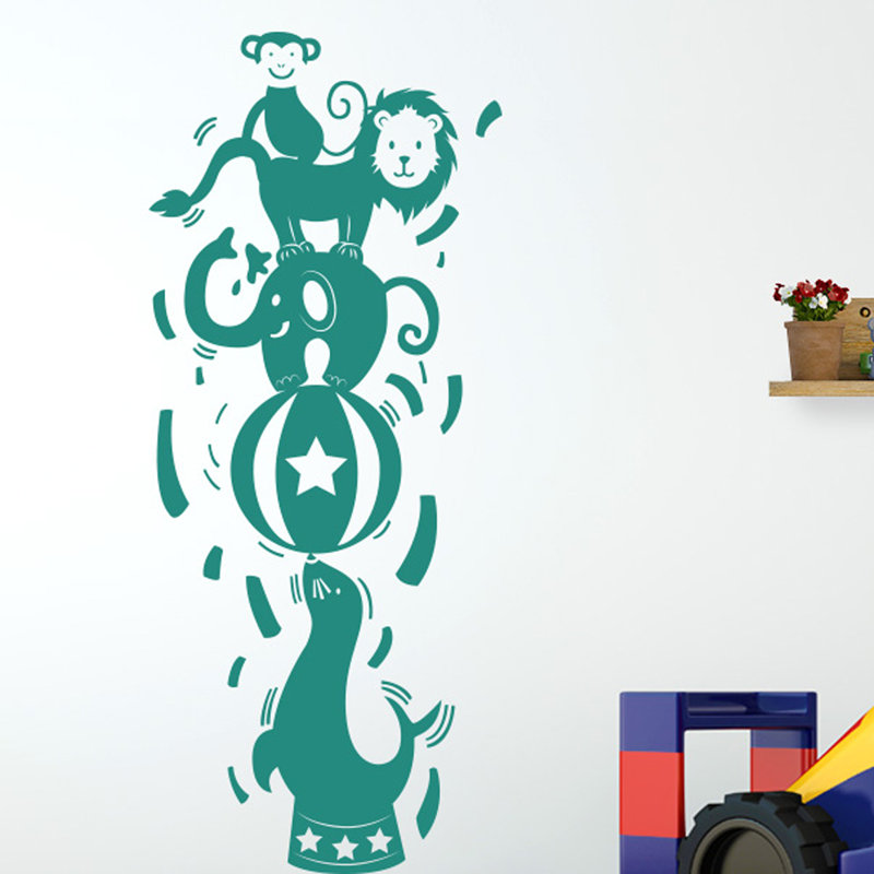 Animals Wall Decal, Aqua Green