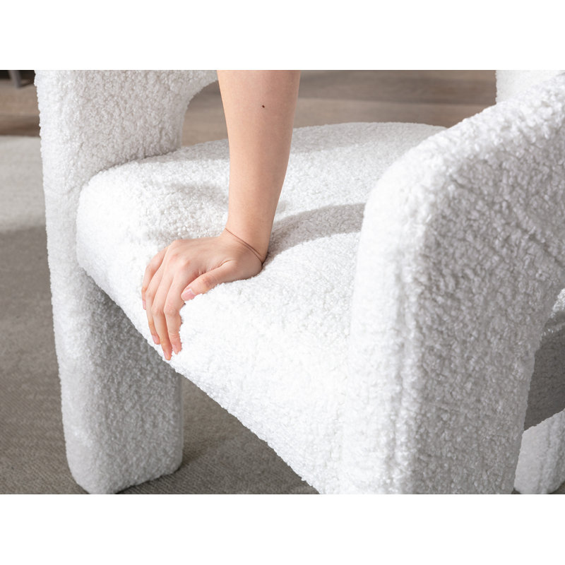 Chaise avec accoudoirs en fer Dalpat, Sherpa blanc