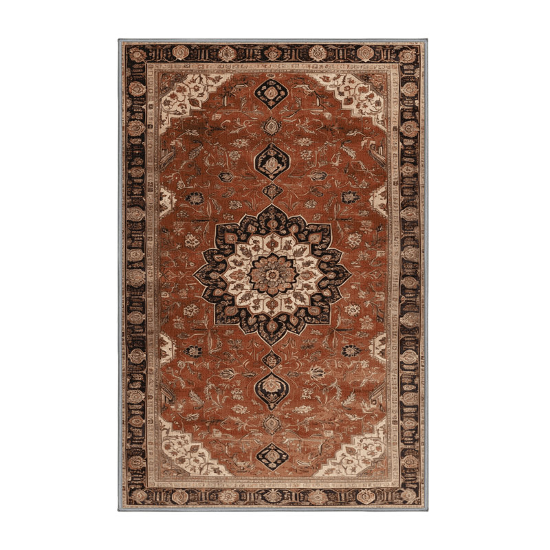 Tapis brun lavable à la machine, Rectangle de 5 pi x 8 pi
