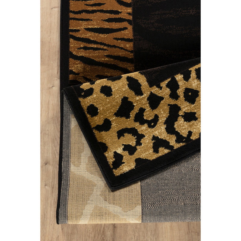 24 po Tapis à motif animal noir large large X 36, tapis en polypropylène fabriqué à la machine pour les montagnes