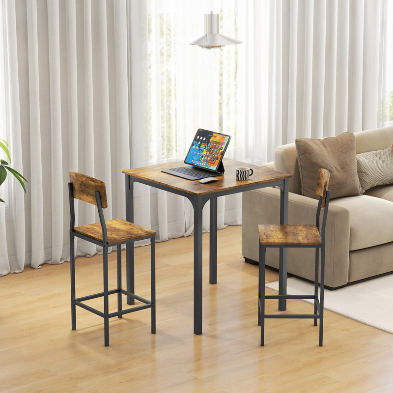 Rustic Brown and Black 3-Piece Pub Height Dining Set