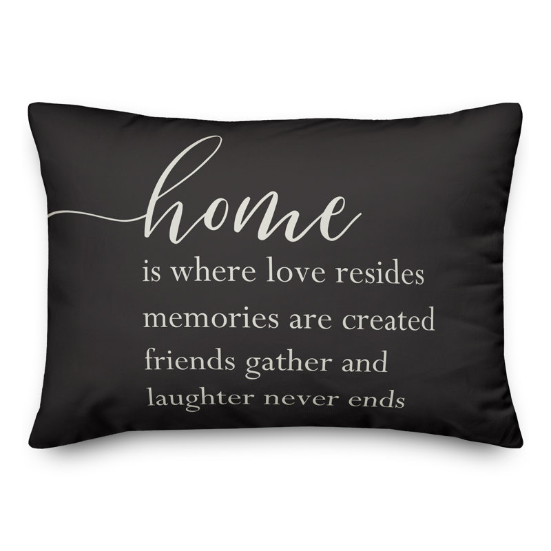 Housse de coussin rectangulaire extérieure « Home is where Love is »/insert, Noir