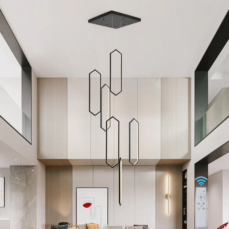 Luminaire suspendu en forme de grappe pour escalier avec télécommande Keysha 