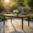 Dining Table, 76 Inch Rectangular, Curved Corners, Brown Rubberwood
