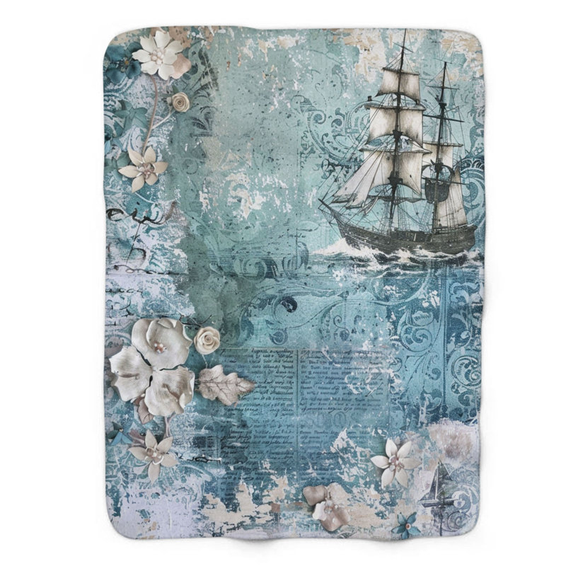 Heritage Heritage Girl - 1 pièce Sherpa Premium, Lit simple, Bleu sarcelle / blanc