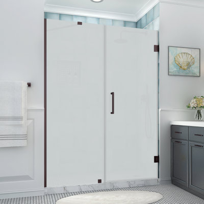 Belmore XL 68.25 - 69.25 in. x 80 in. Frameless Hinged Shower Door with Ultra-Bright Glass