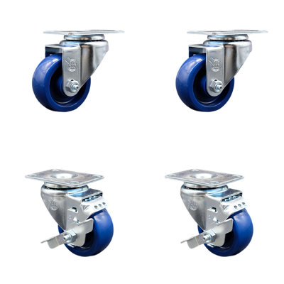 4 Piece Solid Polyurethane Caster Set