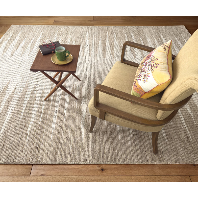 Abrash Ikat Hand-Tufted Wool Area Rug Cut/Loop Pile, Natural, 3' x 5'