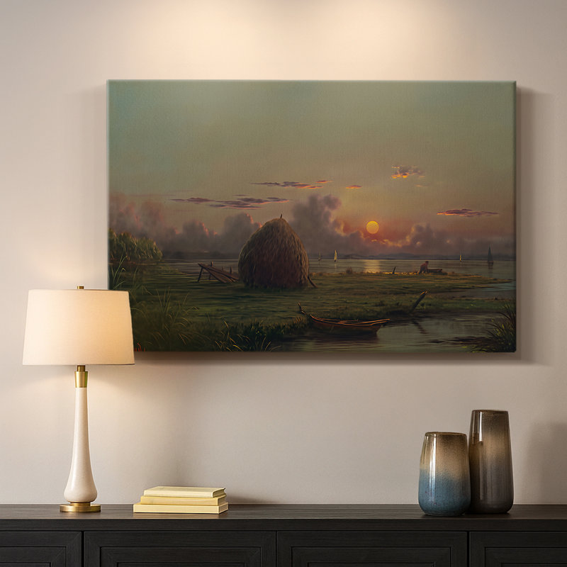 Soleil couchant sur les marais salants - Martin Johnson Heade-Gallery, toile tendue-c. 1890, 18 x 27