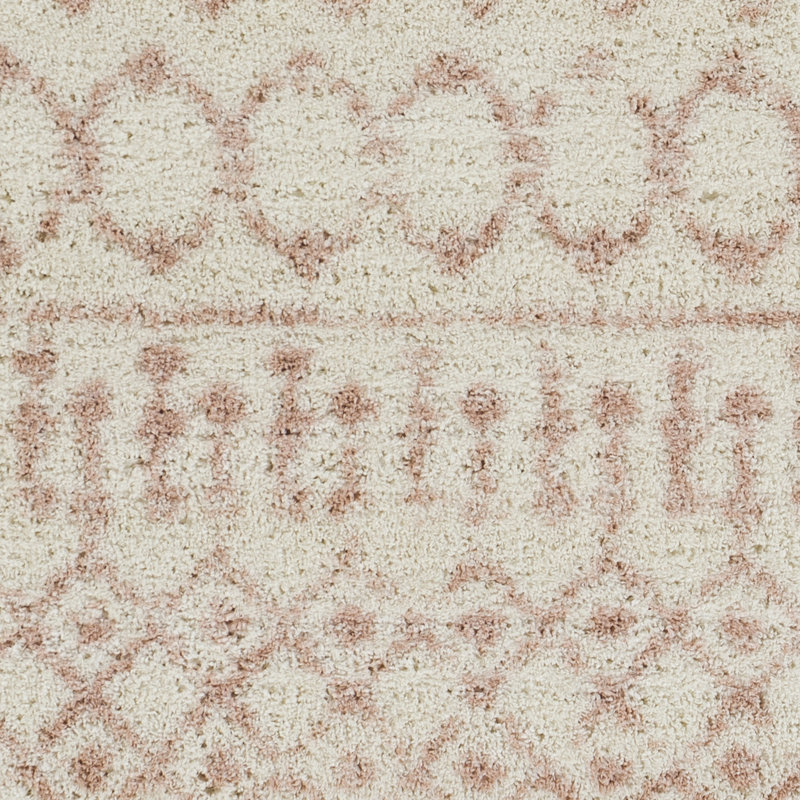 Modern Shaggy Area Cream/Pink, Rectangle 200 x 275cm