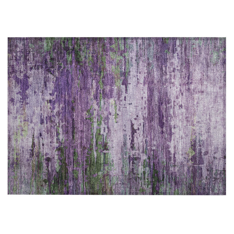 Machine Washable Indoor/Outdoor Xhevrie Purple Rug, Rectangle 1'8" x 2'6"