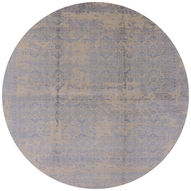 Tapis oriental bleu / beige, Rond 5 pi
