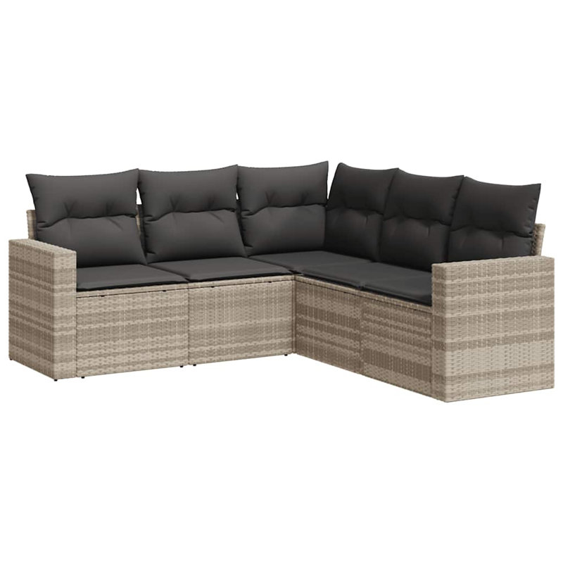  Ensemble de canapé de jardin en rotin PE gris clair, acier thermolaqué, polyester