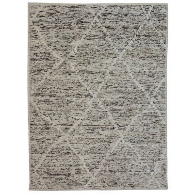 Wool Geometric Area Rug in Beige/Brown/Natural