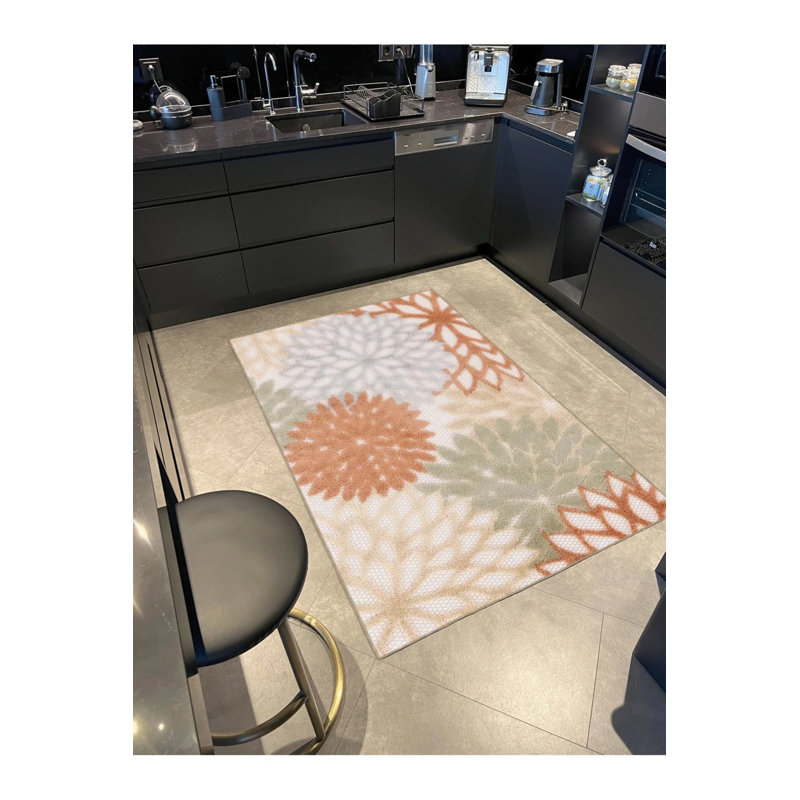 Tapis décoratif floral orange, Rectangle 2 pi 4 po x 4 pi