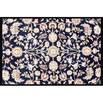 Walton Oriental Area Rug in White/Navy Blue