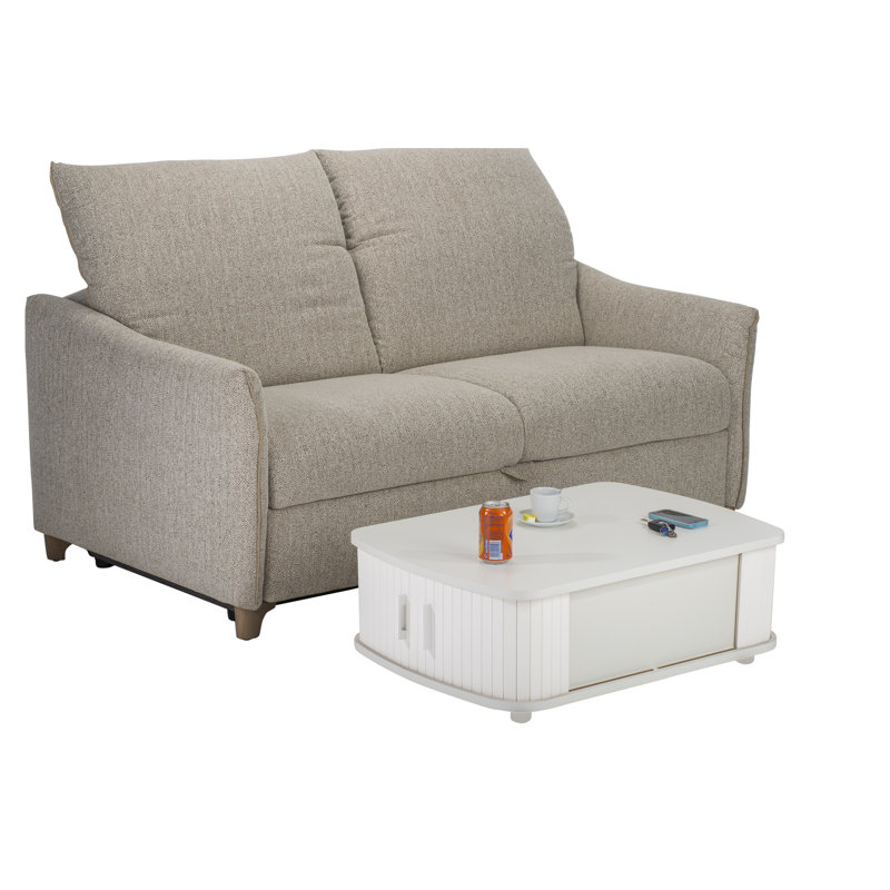 Block Coffee Table with Storage, White, White