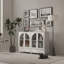Buffet blanc arqué en verre avec 2 tiroirs, 4 portes en verre et tablettes réglables-133394558