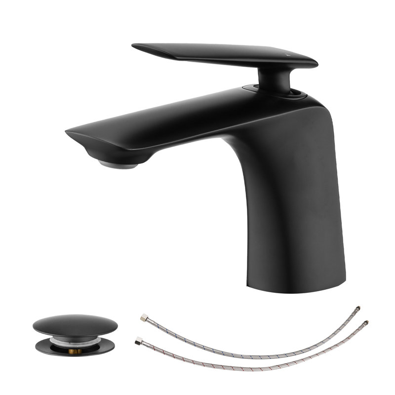  Topcraft Single Handle Single Hole Bathroom Sink Faucet With Pop-Up Drainer, Matte Black