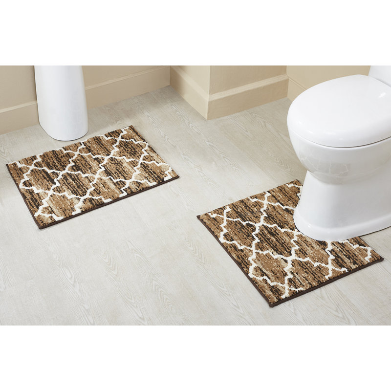 Tapis pour salle de bain Nolynn, Gris, Ensemble de 2 pièces (17 po x 24 po | 24 po x 40