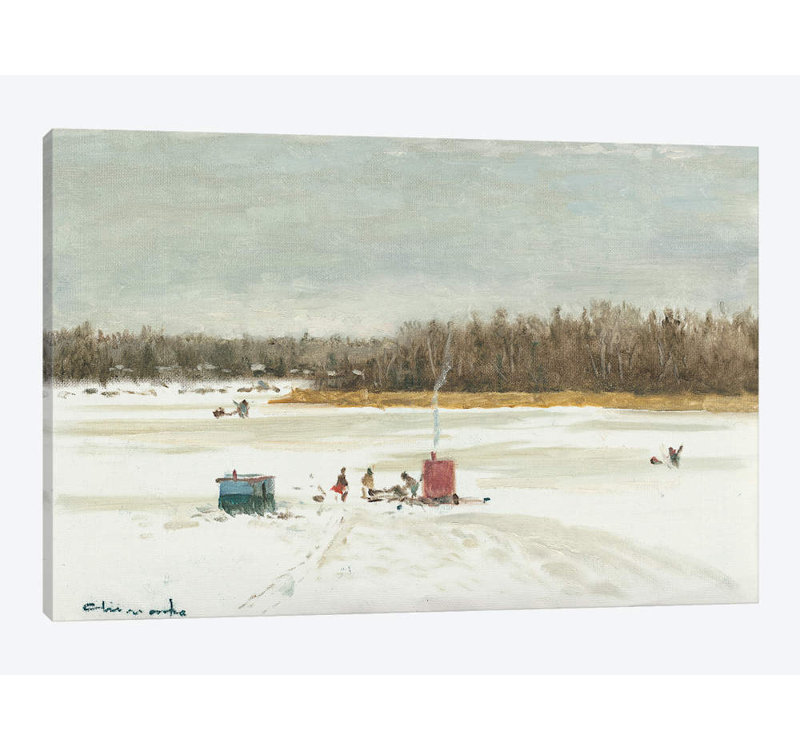 Ice Fishing Morning by Ernest Chiriacka - Wrapped Canvas Gallery-Wrapped Canvas Giclée, 18" H x 26" W x 1.5" D, No Mat