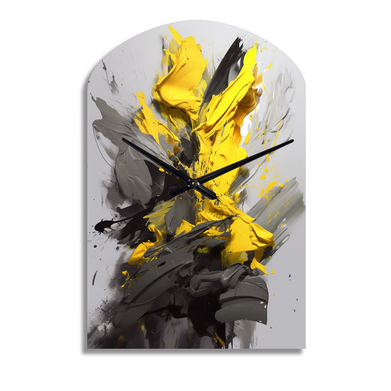 Horloge murale géométrique asymétrique jaune et jaune, Moyenne