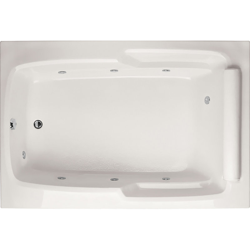 Duo 66'' L Whirlpool Bathtub, White, Polished Chrome