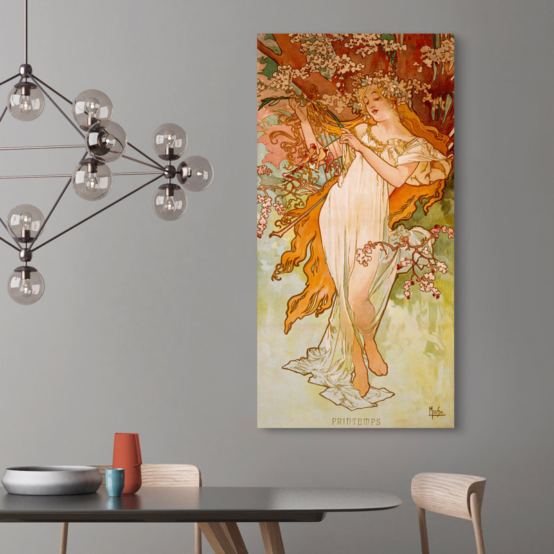 Spring by Alphonse Mucha - Wrapped Canvas Painting, 100cm H x 50cm W x 4cm D
