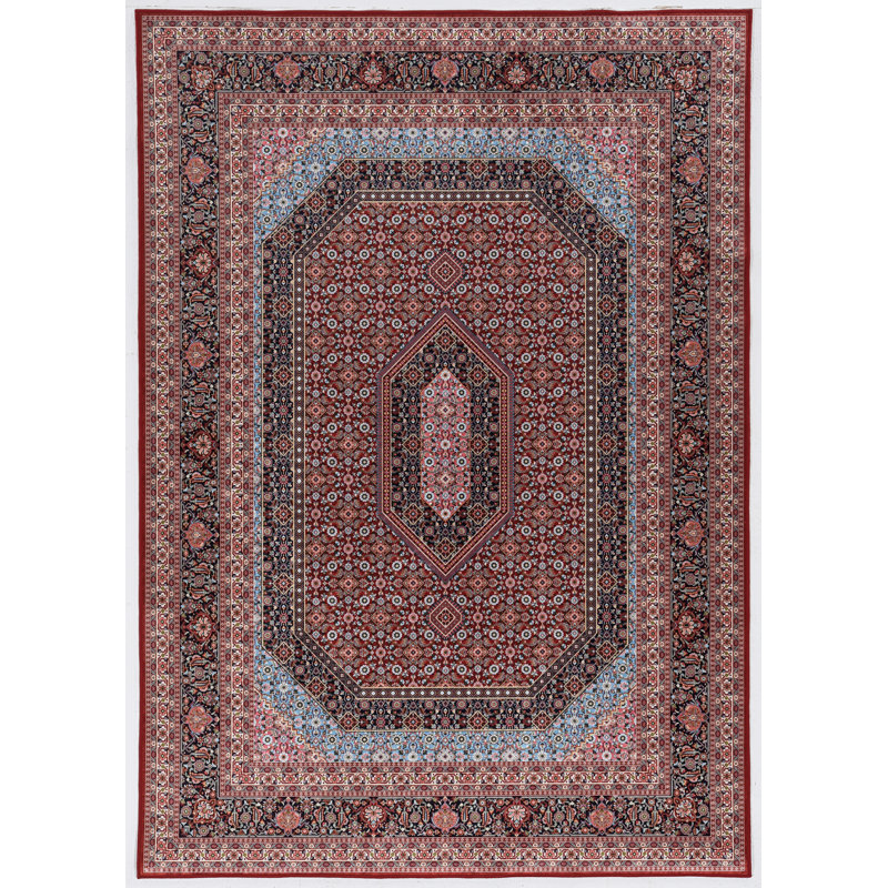 Emanuel Traditional Machine Woven Flatweave Red and Navy Area Rug with Non Skid Backing , Rectangle 2'2'' x 3'2''