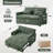 53" Sofa Bed, 3-in-1 Loveseat Sleeper Sofa with Pull Out Bed, Pockets and USB, Modern 2 Seater Convertible Small Couch for Living Room Bedroom Apartment,Corduroy Comfy Couches,Green-862974123