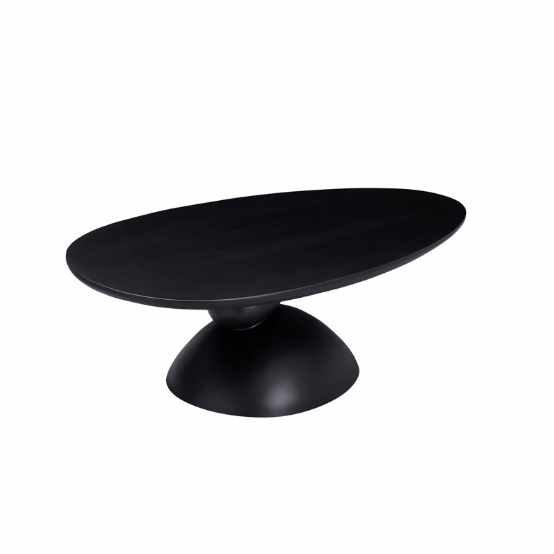 Table basse ovale en fibre de verre 47,27 "avec base sculpturale, Noir