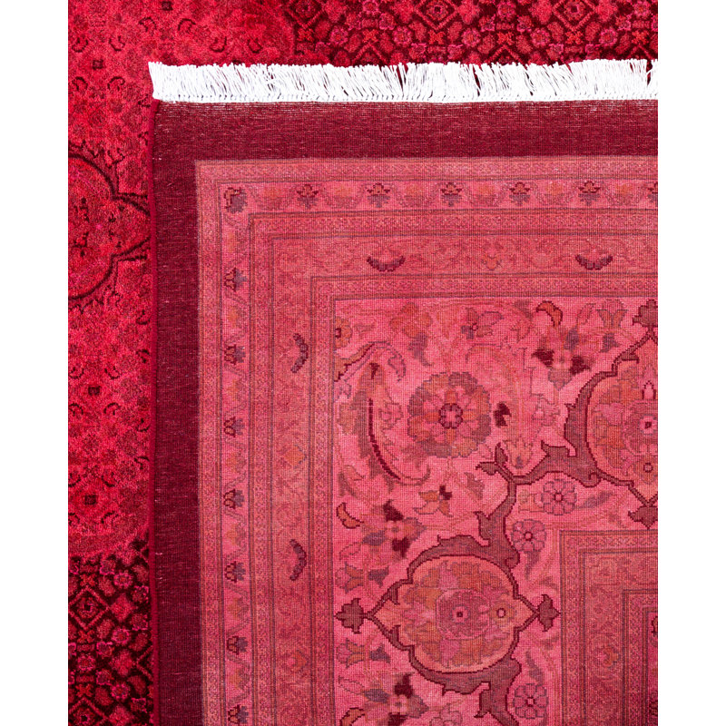 Overdyed Hand-Knotted Wool Modern-Contemporary Pink Area Rug 10' 2" x 14' 4"