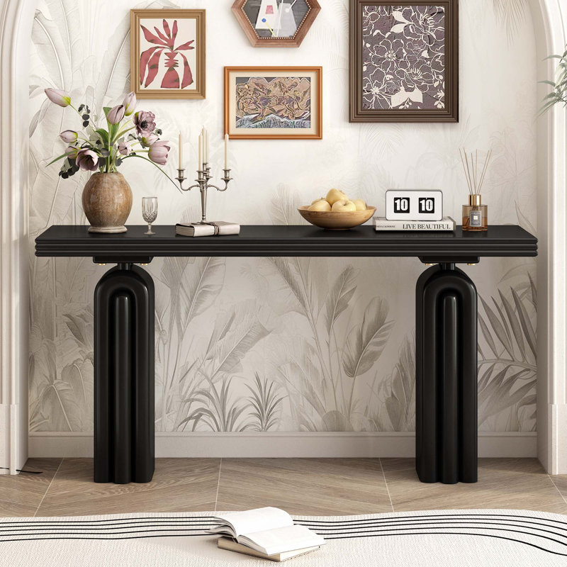 Console élégante et luxueuse en placage d'acacia, Noir