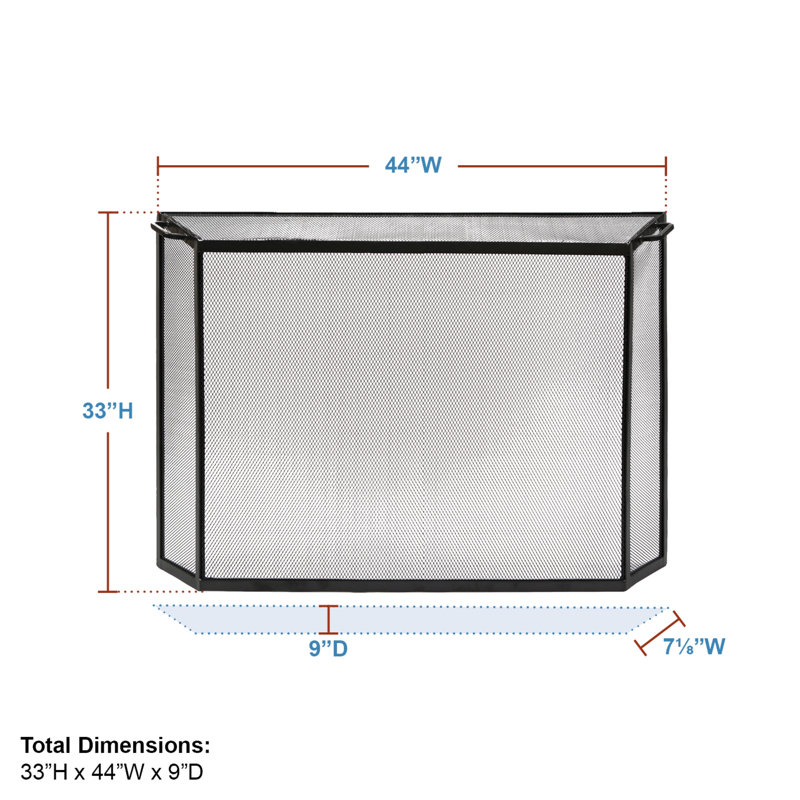 Pare-étincelles en fer 4 panneaux Alarnah, H 33 po x l 44 po x P 7 po
