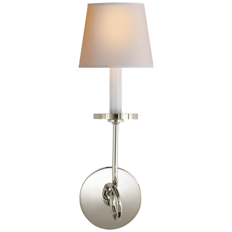 Chapman & Myers Symmetric Twist Single Sconce, Polished Nickel, Fabric