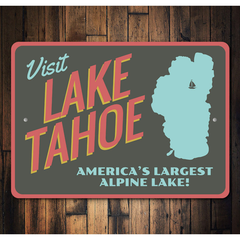 Enseigne en aluminium «visite du lac Tahoe», H 12 po x l 18 po x P 0,06 po