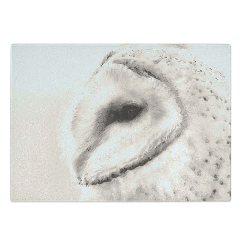 Tempered Glass Watchful Barn Owl Bird Chopping Board, 28.5 cm W x 20 cm L