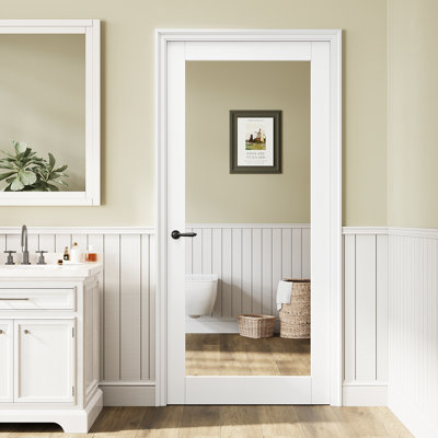 1 Lite Mirrored Prefinished Door Slab Solid Manufactured Wood Core Standard Door