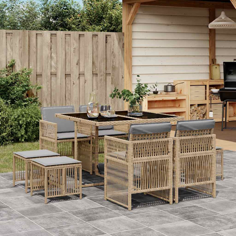 Patio Dining Set with, Mix Beige, Grey