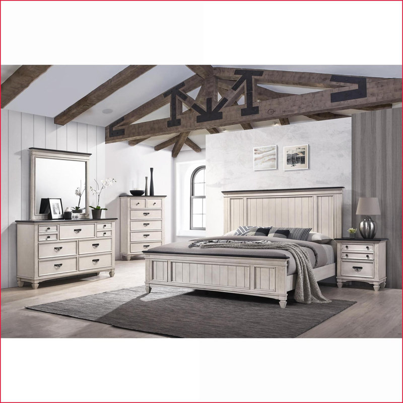 Table de chevet transitionnelle 2 tiroirs deux tons - Mobilier de chambre à coucher
